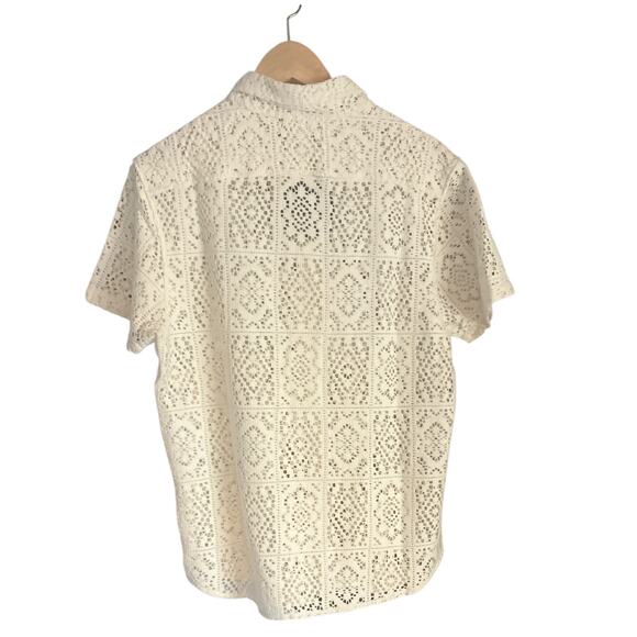 Andrew Christian Crochet Muscle Shirt Cream Medium - Picture 2 of 7